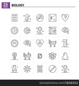 25 Biology icon set. vector background