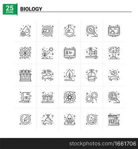 25 Biology icon set. vector background