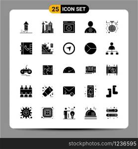 25 Black Icon Pack Glyph Symbols Signs for Responsive designs on white background. 25 Icons Set.. Creative Black Icon vector background