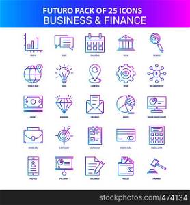25 Blue and Pink Futuro Business and Finance Icon Pack