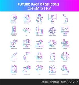 25 Blue and Pink Futuro Chemistry Icon Pack