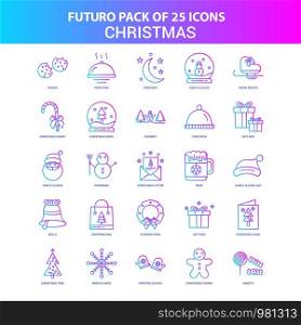 25 Blue and Pink Futuro Christmas Icon Pack