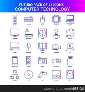 25 Blue and Pink Futuro Computer Technology Icon Pack