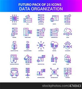25 Blue and Pink Futuro Data Organization Icon Pack