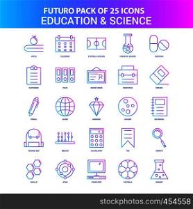 25 Blue and Pink Futuro Education and Science Icon Pack