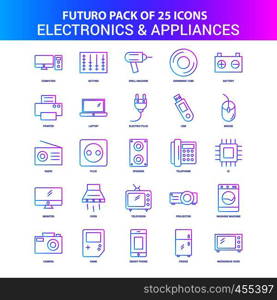 25 Blue and Pink Futuro Electronics and Appliances Icon Pack