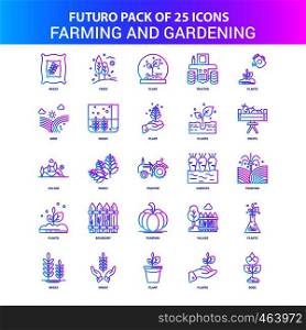 25 Blue and Pink Futuro Farming and Gardening Icon Pack