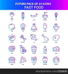 25 Blue and Pink Futuro Fast food Icon Pack