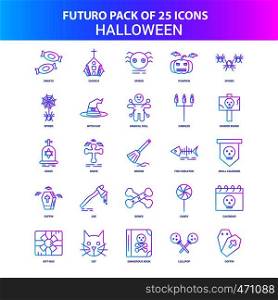 25 Blue and Pink Futuro Halloween Icon Pack