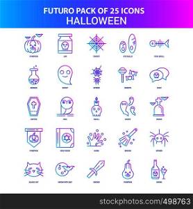 25 Blue and Pink Futuro Halloween Icon Pack