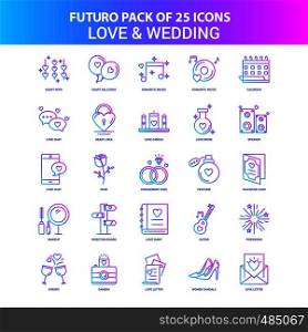 25 Blue and Pink Futuro Love and Wedding Icon Pack