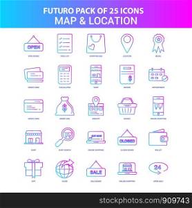 25 Blue and Pink Futuro Map and Location Icon Pack