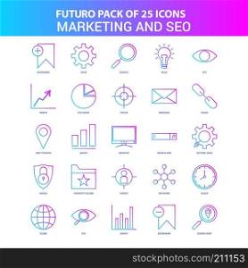 25 Blue and Pink Futuro Marketing and SEO Icon Pack