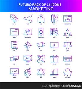 25 Blue and Pink Futuro Marketing Icon Pack