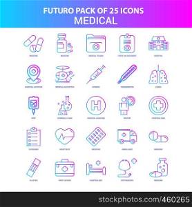 25 Blue and Pink Futuro Medical Icon Pack