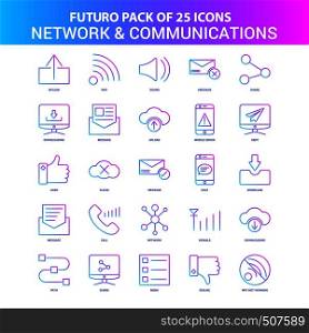 25 Blue and Pink Futuro Network and Communication Icon Pack