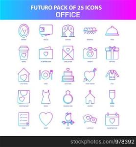 25 Blue and Pink Futuro Office Icon Pack