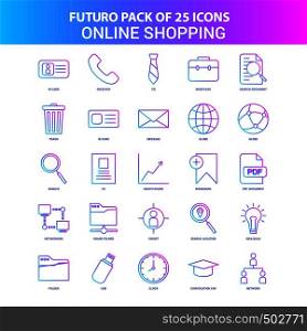 25 Blue and Pink Futuro Online Shopping Icon Pack