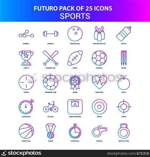 25 Blue and Pink Futuro Sports Icon Pack