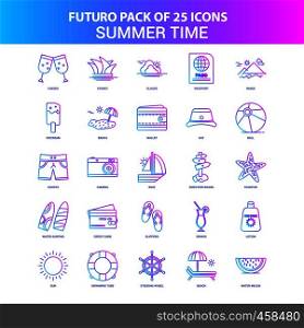 25 Blue and Pink Futuro Summer Time Icon Pack