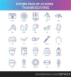 25 Blue and Pink Futuro Thanksgiving Icon Pack