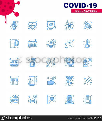 25 Blue Set of corona virus epidemic icons. such as hands hygiene, science, health care, laboratory, shield viral coronavirus 2019-nov disease Vector Design Elements