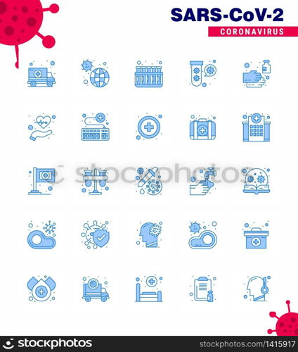 25 Blue Set of corona virus epidemic icons. such as virus, fuild, virus, elucation, lab viral coronavirus 2019-nov disease Vector Design Elements