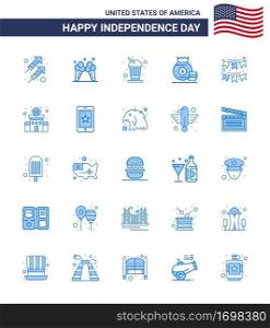 25 Blue Signs for USA Independence Day buntings; american; bottle; money; dollar Editable USA Day Vector Design Elements