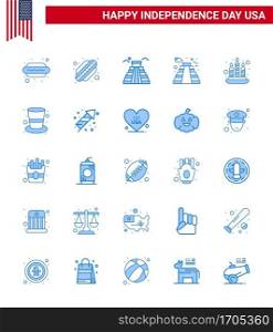 25 Blue Signs for USA Independence Day light; candle; landmark; usa; building Editable USA Day Vector Design Elements