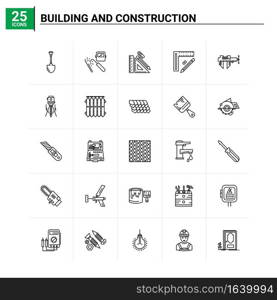 25 Building and Construction icon set. vector background