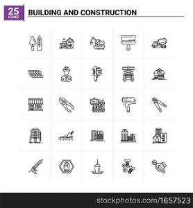 25 Building and Construction icon set. vector background