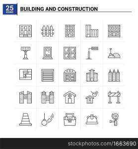 25 Building And Construction icon set. vector background
