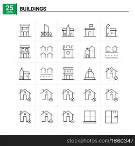 25 Buildings icon set. vector background