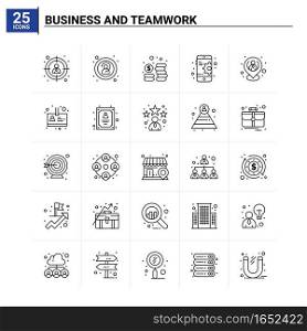 25 Business And Teamwork icon set. vector background