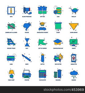 25 Business Concept Mix Flat Color Icon set