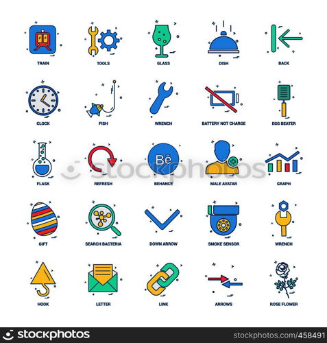 25 Business Concept Mix Flat Color Icon set