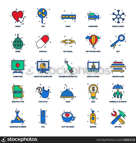 25 Business Concept Mix Flat Color Icon set