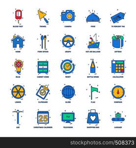 25 Business Concept Mix Flat Color Icon set