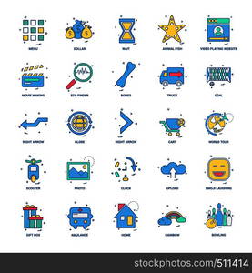 25 Business Concept Mix Flat Color Icon set