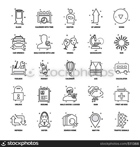 25 Business Concept Mix Line Icon set