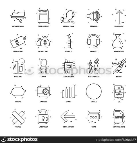 25 Business Concept Mix Line Icon set