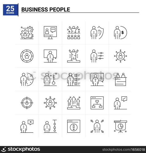 25 Business People icon set. vector background