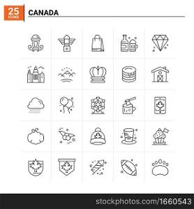 25 Canada icon set. vector background
