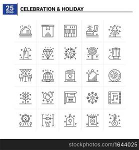 25 Celebration   Holiday icon set. vector background