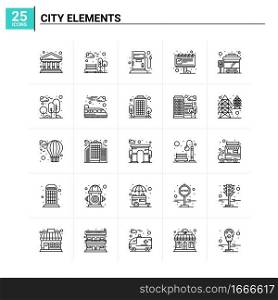 25 City Elements icon set. vector background