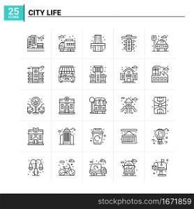 25 City Life icon set. vector background