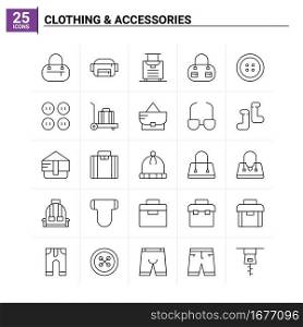 25 Clothing   Accessories icon set. vector background