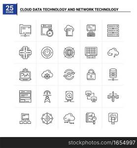 25 Cloud Data Technology And Network Technology icon set. vector background