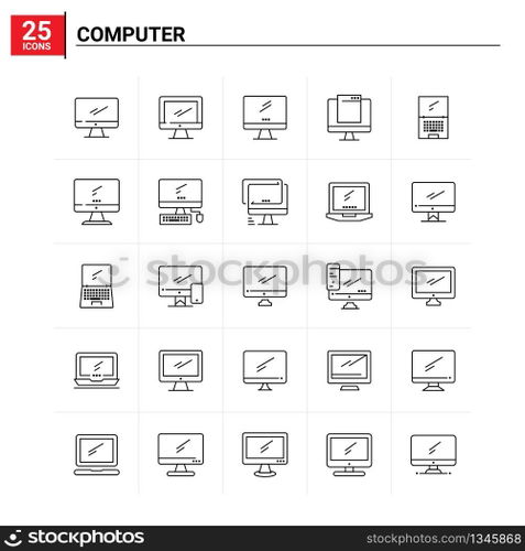 25 Computer icon set. vector background
