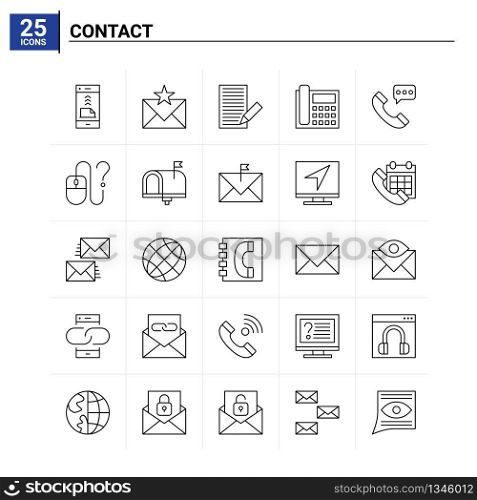 25 Contact icon set. vector background